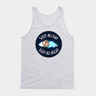 Sleep all day sleep all night Cute Funny lazy Sloth Animal Lover Quote Artwork Tank Top